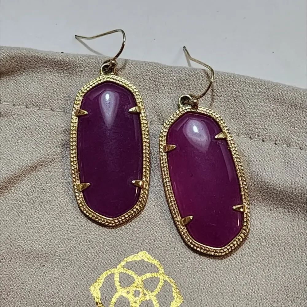 Kendra Scott‎ Elle gold and reddish purple earrings